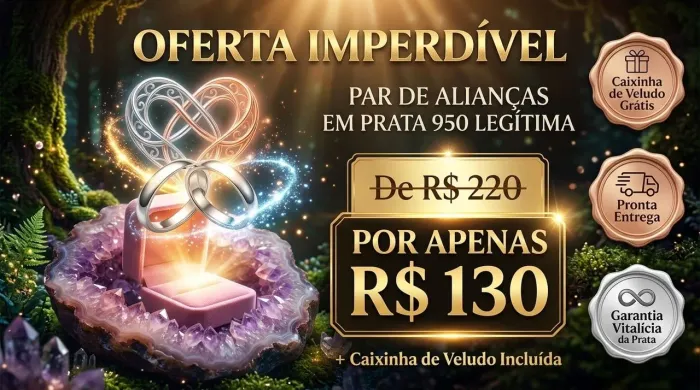 Par de aliança prata 950 + caixinha por R$130