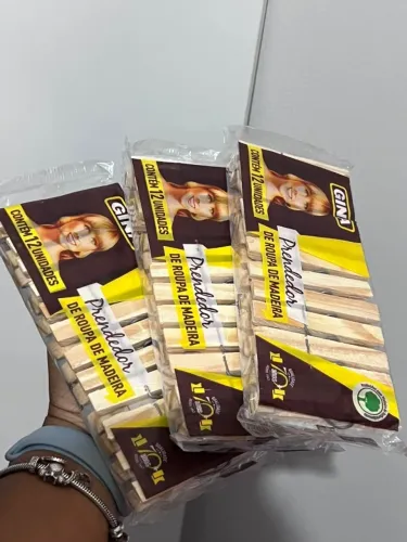 Kit Prendedor de Roupas Madeira 12UN