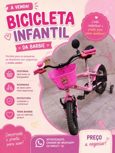 Vendo Bicicleta infantil da Barbie Aro 16 