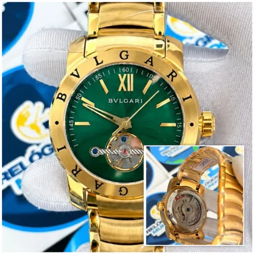 RELÓGIO BVLG AUTOMATICO DOURADO E FUNDO VERDE