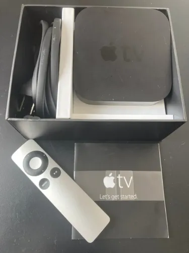 Apple TV 2 geração - modelo A1378 na caixa , cabo e controle remoto.