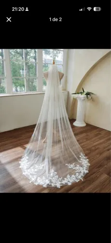 Véu rendado 3m + Grinalda Flores Casamento Noiva