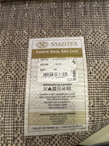 Tapete sisal 2x3 fabricado na Belgica