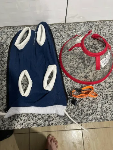 Roupinha cirúrgica e cone para gata ou gato