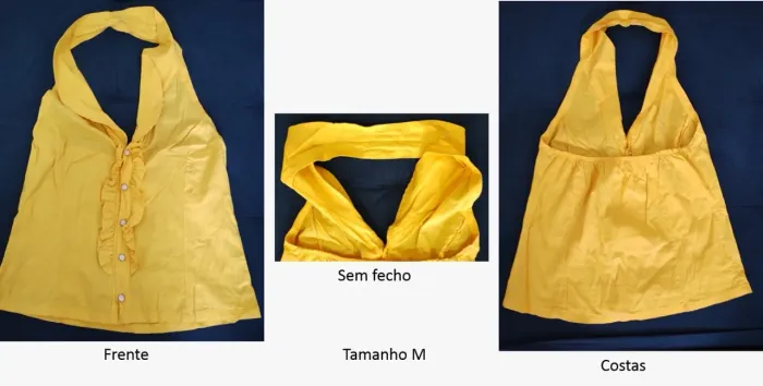 Blusa frente única amarela com fechamento em botões