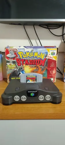 Nintendo 64 Edição Pokemon Stadium + 2 Controles originais e Caixa