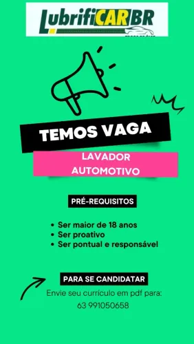 Vaga de emprego - Lavador automotivo