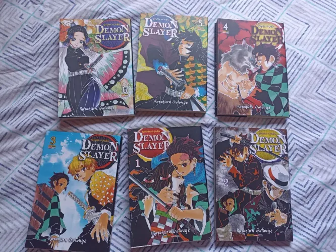 Coleção Mangá Demon Slayer - Volumes 1 ao 6  - Ótimo Estado