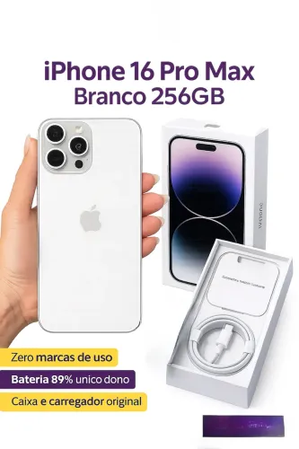 iPhone 16 Pro Max Branco 256GB - Impecável!