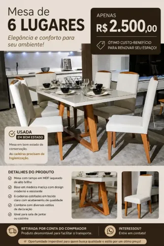 Mesa de jantar com 6 cadeiras