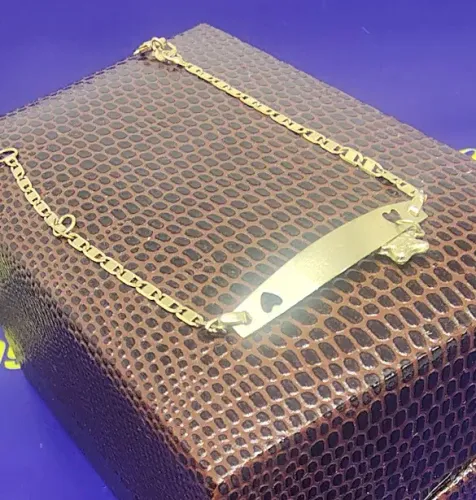 Pulseira Infantil Chapinha Corrente Piastrine Ouro 18 Kilates Peso 1.00 Grama 14 Cm       