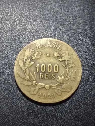 ? Moeda Antiga 1000 Réis 1927 ORIGINAL Brasil - Raridade p/ Colecionador