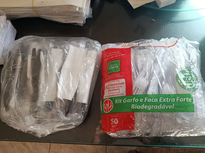 75 Kit garfo faca talher descartável marmitex