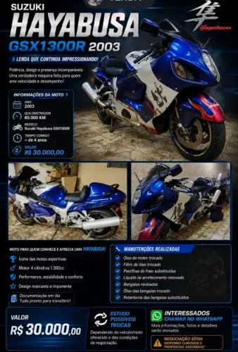 Suzuki Hayabusa 1300cc 2003 pintura personalizada 