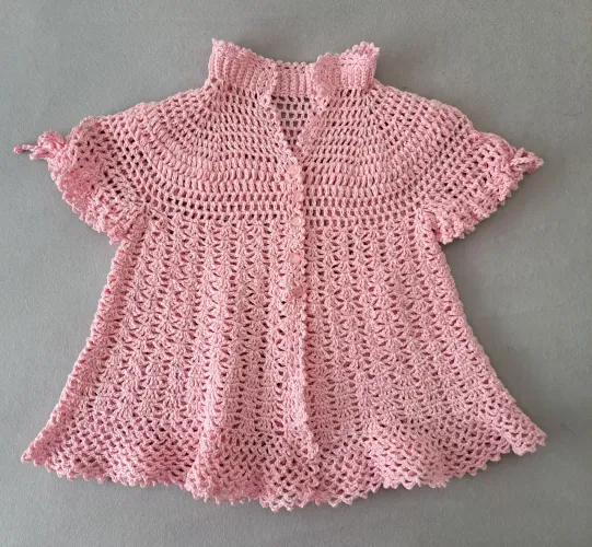 Vestido infantil de crochê rosa - 2 anos - artesanal