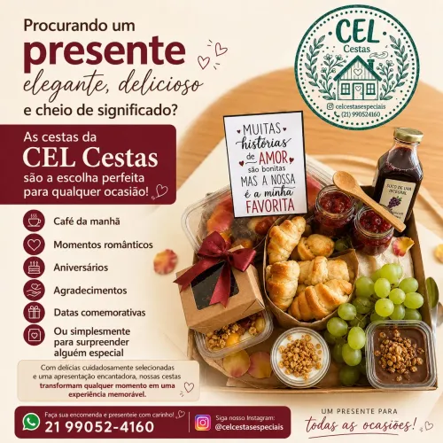 Cestas personalizadas para cafés da manhã 