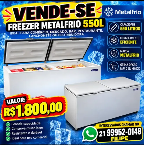 Freezer horizontal metal frio 550l