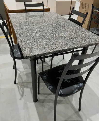 Mesa Tubular Tampo Granito 4 Cadeiras NOVO ENTREGA HOJE