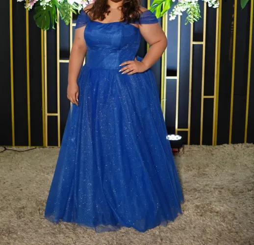 Vestido de Festa Azul Royal - Modelo Exclusivo