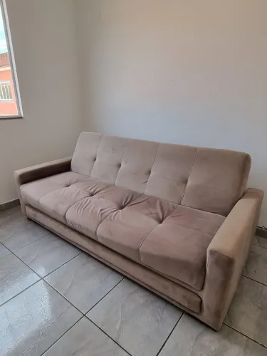 Sofá-cama 4 lugares bege - usado