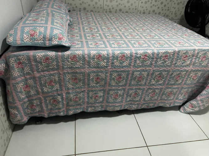 Colcha cobre Leite queen + 2 capas travesseiro