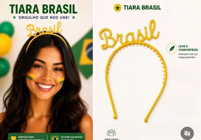 Tiara Brasil para Torcida | Ideal para Jogos, Eventos e Festas