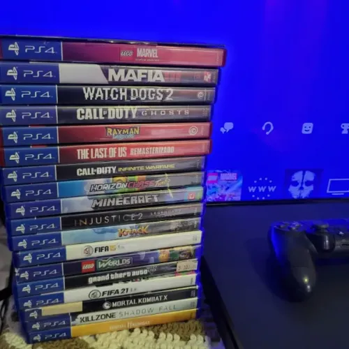 PS4 Slim 1TB + 19 Jogos Mídia Física Testado e Funcionando Controle Incluso