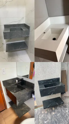 Pia De Porcelanato Esculpida 70x45 Com Prateleira