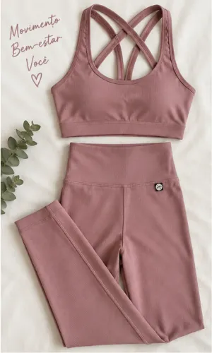 CONJUNTO FITNESS OPEN ROSA TOP + LEGGING CANELADOS G