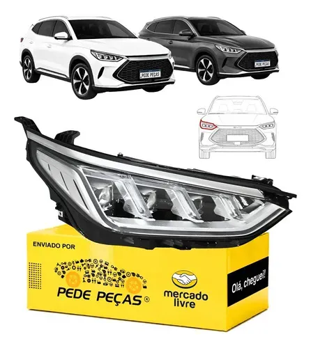 Farol Byd Song Plus 2023 A 2025 Com Reator Full Led Novo Ld Direito/passageiro