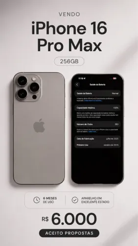 iPhone 16 Pro Max - 256gb, semi novo 