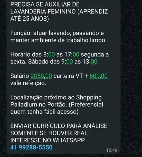 Auxiliar de lavanderia 