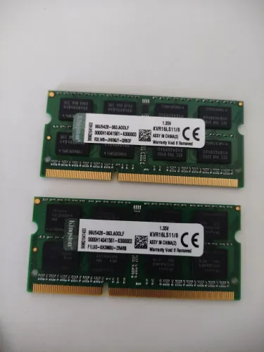 Par de memória Kingston 8 gb ddr3 total 16 gb para notebook