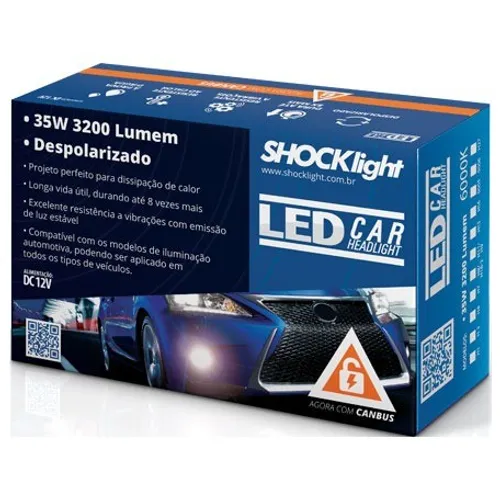 Lâmpada Led Car 2d H4 Farol Celta / Gol / Onix / Uno / Ka / Hb20  Shocklight 6000k