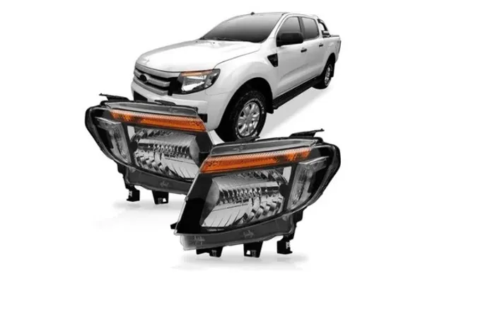 Par Farol Mascara Negra Ford Ranger 2013 2014 2015