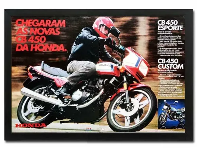 Honda CB 400 II ou CB 450 - Quadro decorativo com propaganda/matéria original de revista