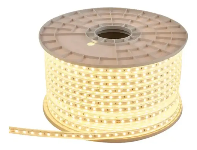 Fita Led Chata 20 Metros 5050 2800k Branco Quente + Conector