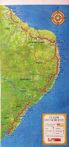 Litoral do Nordeste brasileiro - Mapa/pôster antigo de turismo