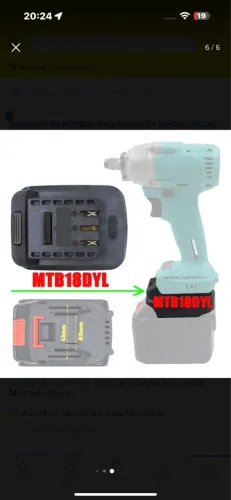 Adaptador 6x Mtb18dyl Para Bateria De Íon De Lítio De 18v Bl