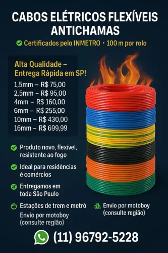 Cabos Elétricos Flexíveis Antichamas - Entrega Rápida SP