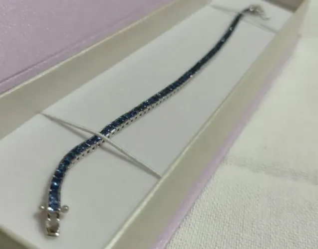 pulseira riviera de prata com swarovski.