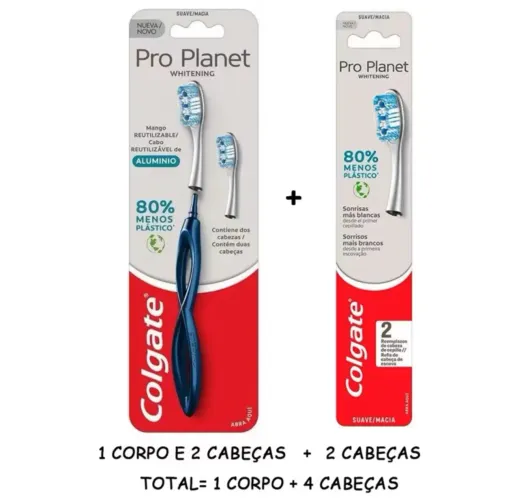 Escova Dental Colgate Pro Planet + Refil c/ 2 unidades