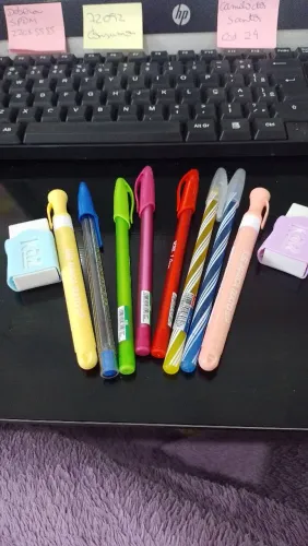Kit escolar para estudos papelaria fofa, caneta, texto, borracha 
