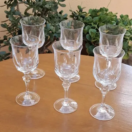 Taças de Vinho Tinto STRAUSS - Cristal Lapidado com Gravação na Base - Jogo com 6 Taças