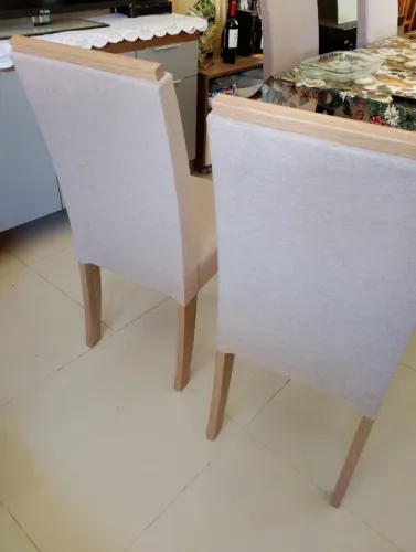 Conjunto 06 cadeiras sala de jantar Kapesberg - estofado linho cinza