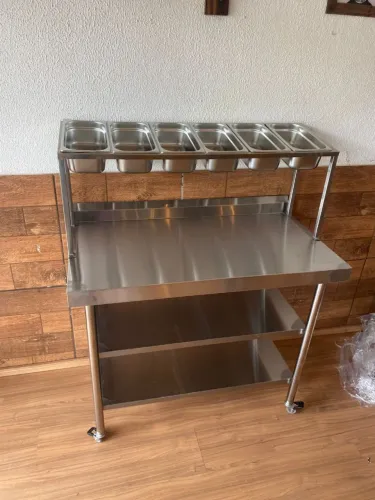 Mesa Condimentadora Inox Para Hamburgueria Pizzaria Sob Medida 