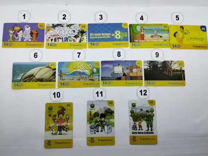 Kit 12 cartões telefônicos