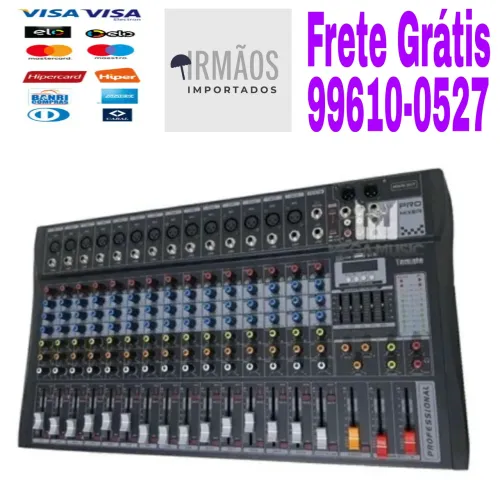 Mesa de Som 16 Canais Bluetooth USB