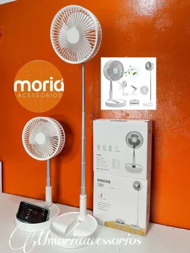 Ventilador Recarregável Silencioso Dobrável Ajustável Portátil Sem Fio
