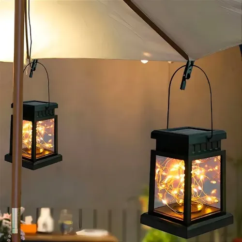 Lanterna Lâmpada Suspensa Lampião Decoração Solar LED Varanda Corredor Sala